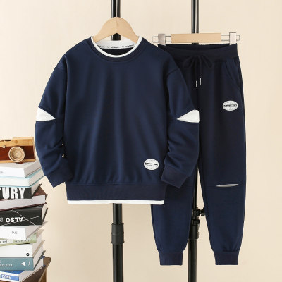 2-piece Kid Boy Letter Pattern Sweatshirt & Matching Pants