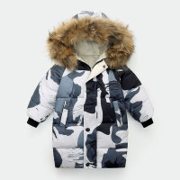 Kid Boy Camouflage Hooded Extra Thick Zip-up Parka Coat  Multicolor