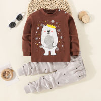 Children's autumn clothes and autumn trousers pure cotton baby thermal underwear set pure cotton boy clothes baby autumn clothes set children  Coffee