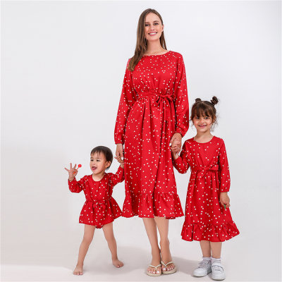 Mom Baby Clothes Polka Dot Long-sleeve Dress