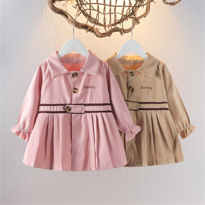 Brother and Sister Solid Color Button-up Long Sleeve Shirt Dress