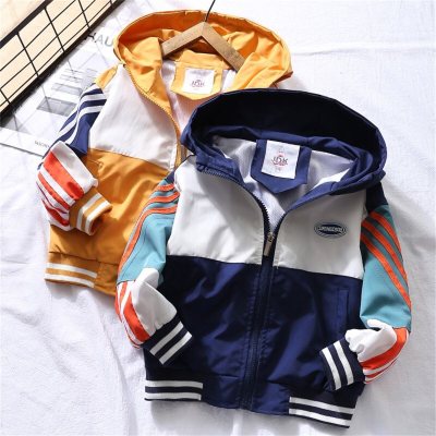 Kid Stripes Color-block Casual Hooded Jacket