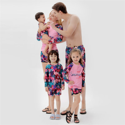 Summer Floral Pattern Print Family Matching Swimsuit