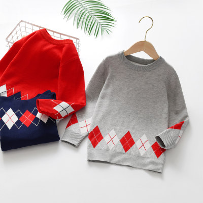 Toddler Boy Plaid Pattern Gradient Color Sweater