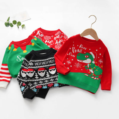 Pull imprimé dessin animé en tricot de Noël pour tout-petit