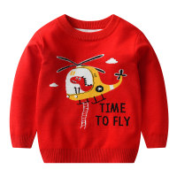 Toddler Boy  Aeroplane Jacquard Crew-neck Knit Sweater  Red