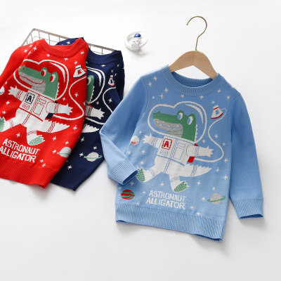 Toddler Boy Letter and Dinosaur Pattern Sweater