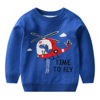 Toddler Boy  Aeroplane Jacquard Crew-neck Knit Sweater  Blue