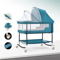 سرير أطفال حديثي الولادة سرير أطفال محمول وسلة نوم للأطفال على الطراز الأوروبي سرير قابل للطي متعدد الاستخدامات  أخضر