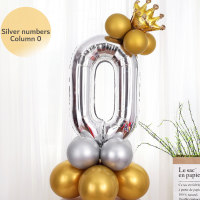 Digital Column Balloon Party Decoration  Silver