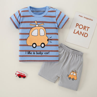Toddler Boy Cartoon Animal Top & Shorts Pajamas Sets