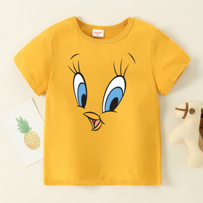 Camiseta con estampado de pájaros de dibujos animados para niños pequeños