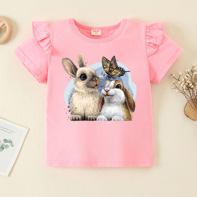 Toddler Girls Cotton Animal Rabbit T-shirt