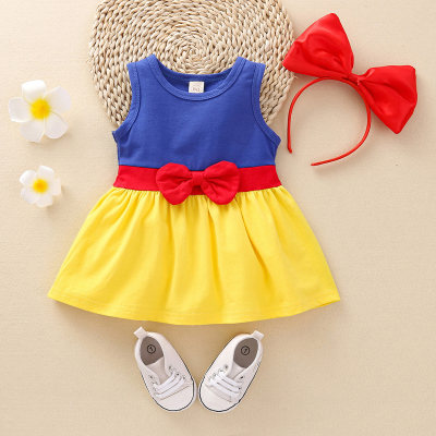 Baby Girl Beautiful Color-block Dress with Headband