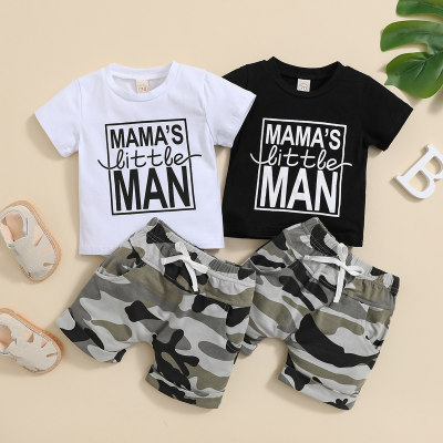 Baby Boy Short-sleeve Letter Top And Camouflage Shorts