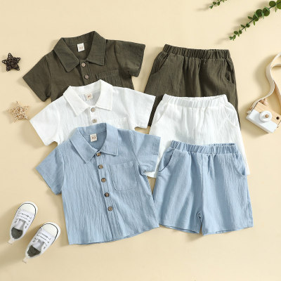 Baby Solid Color Short sleeves Shirt & Shorts