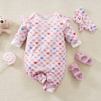 Baby girl's pink bear long-sleeved romper  Pink
