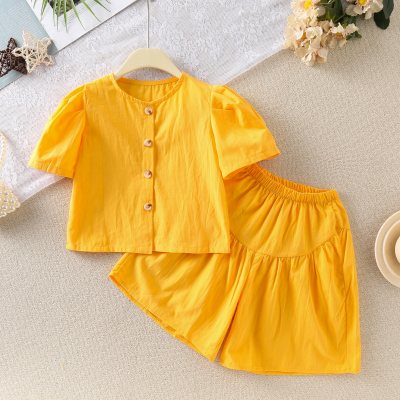 Girls' summer new style children's casual summer clothes, baby girl's short-sleeved + shorts two-piece suit