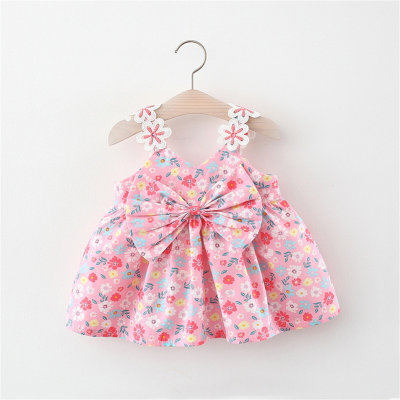 Vestido floral com alças florais para bebês meninas