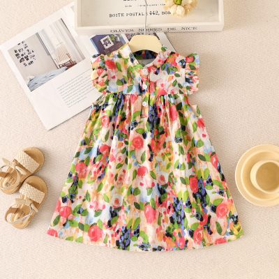 Ärmelloses Kleid mit Allover-Blumenmuster für Kleinkinder