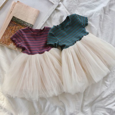 Summer style princess dress with spliced mesh skirt