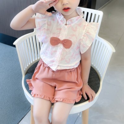 New fashionable baby girl clothes + shorts summer two-piece set