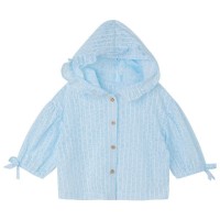 Toddler Girl Solid Color Hooded Button-up Sun Protection Clothing  Blue