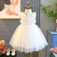 Sommerkleid für Mädchen mit hohlem Netzstoff  Weiß