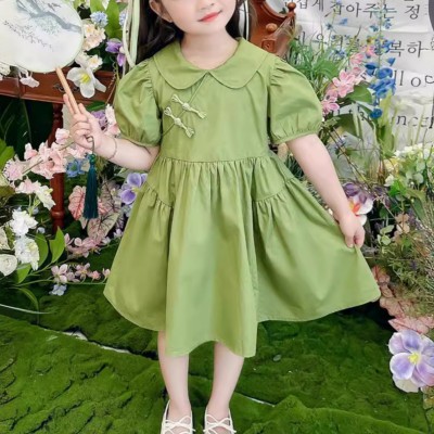 Vestido de verano para niñas, novedad de 2024, vestido holgado de princesa a la moda, vestido cheongsam de estilo nacional