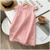 Children's cheongsam, girl's summer dress, embroidered dress for middle-aged and small children  Pink