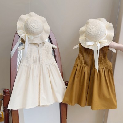 Falda de verano para niños niña bebé color sólido falda sin mangas vestido simple