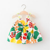 Vestido floral com alças florais para bebês meninas  Verde
