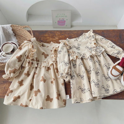 Toddler Girl Cute Animal Print Long Sleeve Dress