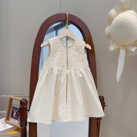 Falda de verano para niños niña bebé color sólido falda sin mangas vestido simple  Albaricoque