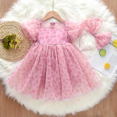 Toddler Girls Sweet Floral Layered Skirt Mesh Dress