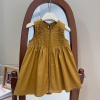Summer children's skirt girl baby solid color sleeveless skirt simple dress  Brown