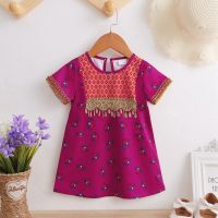 Baby Girl Clashing Lace Floral Dress  Red