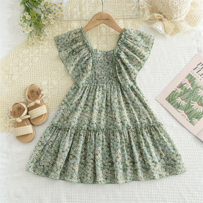 فستان صيفي بناتي رقيق مزين بالزهور