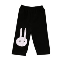 Pantalones de algodón para niñas, mallas versátiles de verano con dibujos de conejos de cinco centavos para niñas, pantalones para niños  Negro