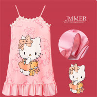 2024 New Children's Nightdress Summer Suspender Skirt Girl Princess Cartoon One-piece Home Clothes Pajamas  Pink