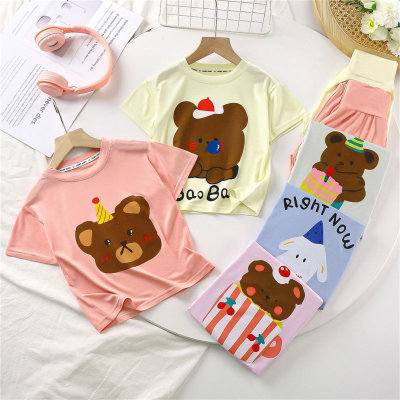 Conjunto de roupas para casa pai-filho, pijama infantil modal, verão, fino, manga curta, ternos casuais para meninos e meninas