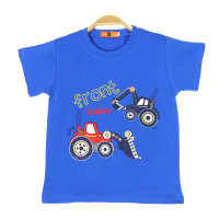 Boys summer clothing children's short-sleeved T-shirt pure cotton new style children's clothing boy tops  Blue