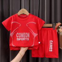 New children's basketball uniforms for boys and girls, summer quick-drying mesh suits for older children, short-sleeved sportswear for children  Red