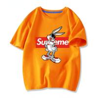 Boys T-shirt short-sleeved children's summer middle and large children's trendy brand rabbit pure cotton boy T-shirt top children's clothing  Orange