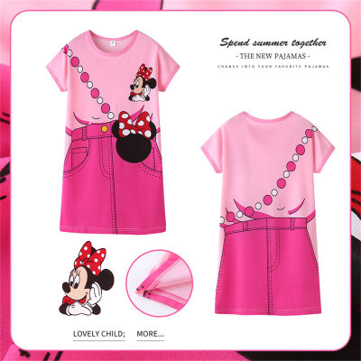 Children's pajamas girls summer princess trend style net celebrity cute thin short-sleeved girls nightdress outer wear