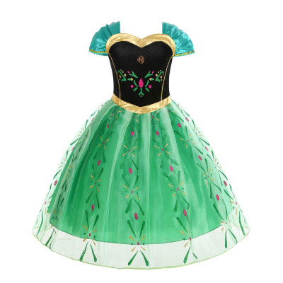 Vestido de actuación vestido plisado verde para niñas