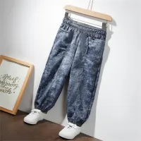 Children's fashion imitation cotton jeans boys and girls cool breathable loose casual pants  Black