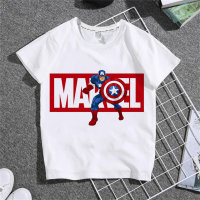 Marvel Avengers Heroes Camiseta para niños con estampado de dibujos animados de manga corta para estudiantes de verano  Multicolor