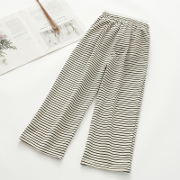 Girls' summer thin trousers girls' striped wide-leg trousers  Beige