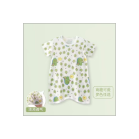 Baby jumpsuit summer ice silk thin children's jumpsuit anti-kick air-conditioning clothing boys and girls baby pajamas home clothes  Green